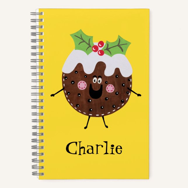 Personalized Cute Christmas Pudding Notebook (Front)