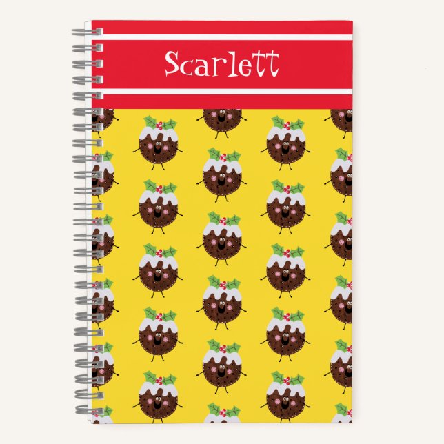 Personalized Cute Christmas Pudding Notebook (Front)