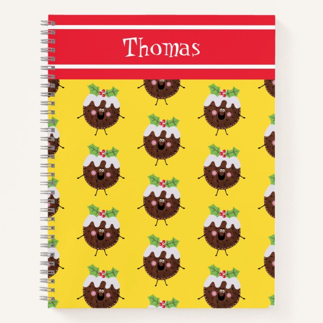 Personalized Cute Christmas Pudding Notebook (Front)