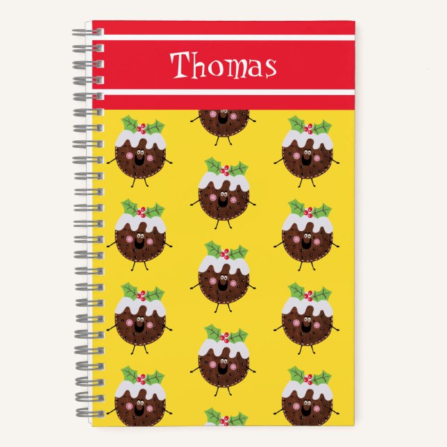 Personalized Cute Christmas Pudding Notebook (Front)
