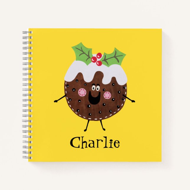 Personalized Cute Christmas Pudding Notebook (Front)