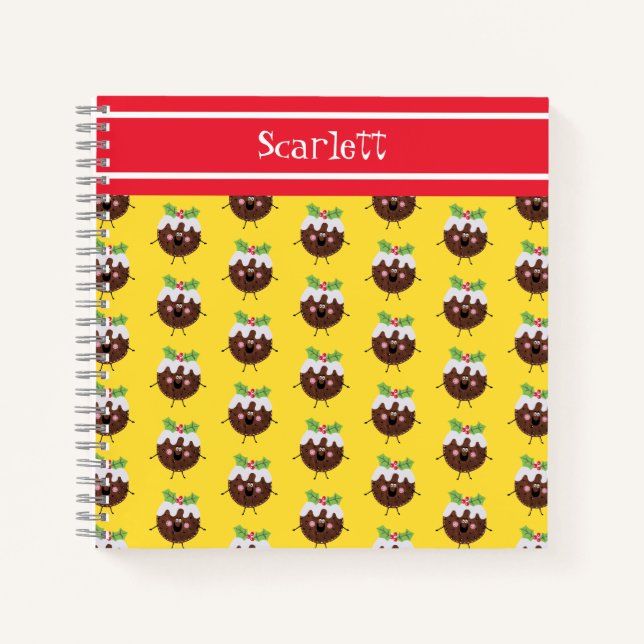 Personalized Cute Christmas Pudding Notebook (Front)