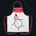 Personalized Cute Christmas Snowman Apron<br><div class="desc">This personalized Christmas apron features a cute Christmas snowman illustration.</div>
