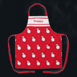 Personalized Cute Christmas Snowman Apron<br><div class="desc">This personalized Christmas apron features a cute Christmas snowman illustration.</div>