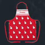 Personalized Cute Christmas Snowman Apron<br><div class="desc">This personalized Christmas apron features a cute Christmas snowman illustration.</div>