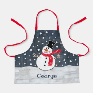 Personalized Cute Christmas Snowman Apron