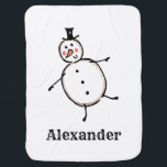Personalized Cute Christmas Snowman Baby Blanket<br><div class="desc">This personalized Christmas baby blanket features the snowman from the 'Christmas Crew'. A group of cute little Christmas characters that love to have fun and make mischief at Christmas.</div>