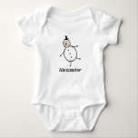 Personalized Cute Christmas Snowman Baby Bodysuit<br><div class="desc">This personalized Christmas baby bodysuit features a cute little snowman.</div>