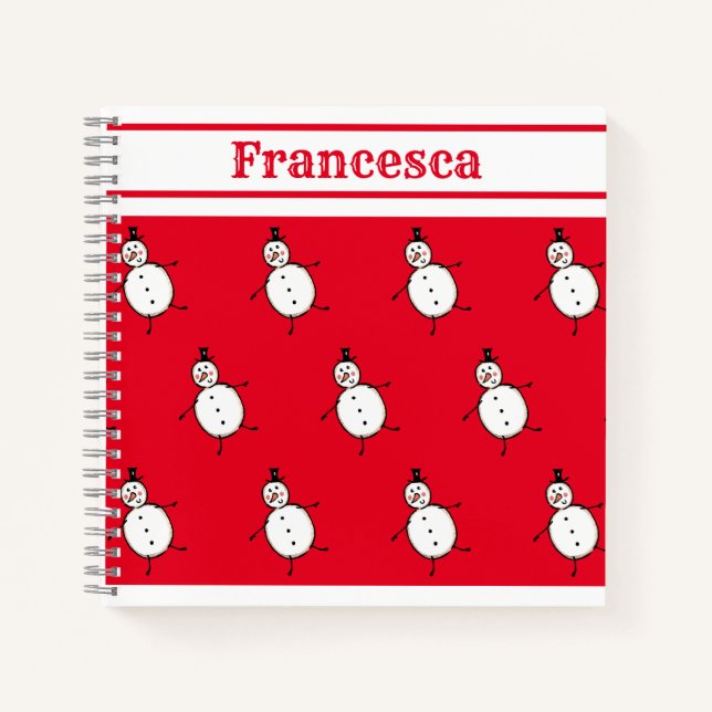 Personalized Cute Christmas Snowman Notebook (Front)