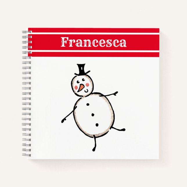 Personalized Cute Christmas Snowman Notebook (Front)