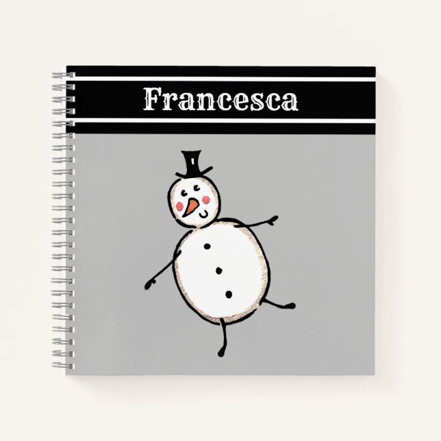 Personalized Cute Christmas Snowman Notebook (Front)