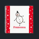 Personalized Cute Christmas Snowman Notebook<br><div class="desc">This personalized Christmas notepad features the Christmas Crew's Snowman Character.</div>
