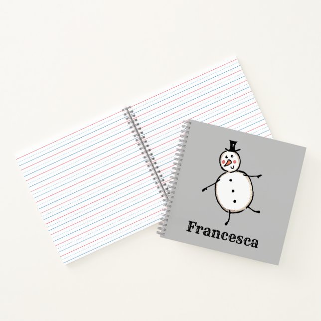 Personalized Cute Christmas Snowman Notebook (Inside)