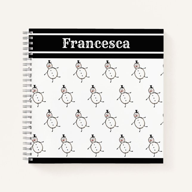 Personalized Cute Christmas Snowman Notebook (Front)