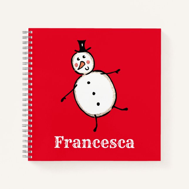 Personalized Cute Christmas Snowman Notebook (Front)