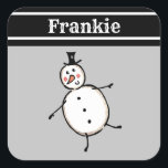 Personalized Cute Christmas Snowman Square Sticker<br><div class="desc">This personalized Christmas sticker set features the Christmas Crew's Snowman Character.</div>