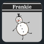 Personalized Cute Christmas Snowman Square Sticker<br><div class="desc">This personalized Christmas sticker set features the Christmas Crew's Snowman Character.</div>