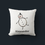Personalized Cute Christmas Snowman Throw Cushion<br><div class="desc">This personalized Christmas cushion features the snowman from the 'Christmas Crew'. A group of cute little Christmas characters that love to have fun and make mischief at Christmas.</div>