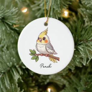 Personalized Cute Cockatiel Pet Bird Ceramic Tree Decoration