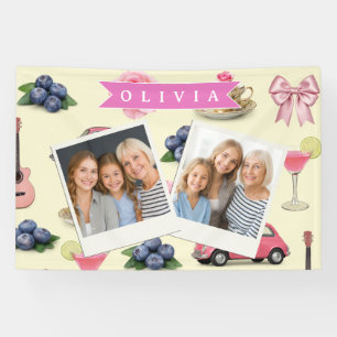 Personalized Cute Coquette Pink Cocktail Ribbon Banner