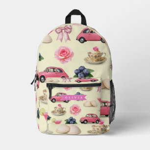Personalized Cute Coquette Pink Cocktail Ribbon Printed Backpack