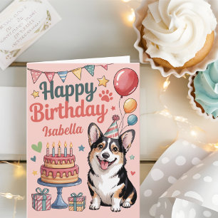 Personalized Cute Corgi Birthday Card