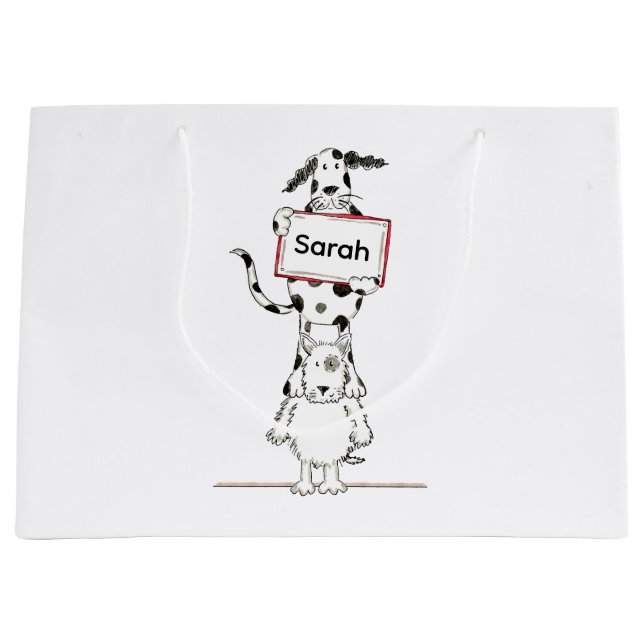 Personalized Cute Dog Acrobat  Large Gift Bag (Front)