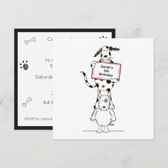 Personalized Cute Dog Acrobats Birthday Invitation (Front/Back)