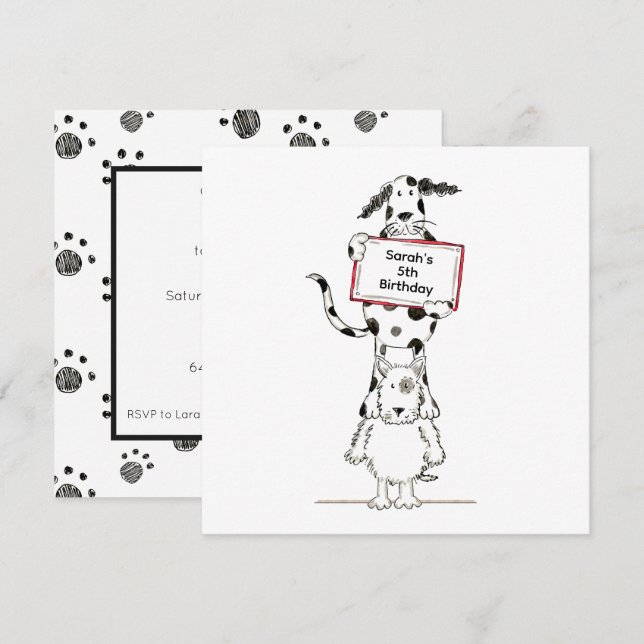 Personalized Cute Dog Acrobats Birthday Invitation (Front/Back)