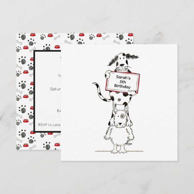 Personalized Cute Dog Acrobats Birthday Invitation (Front/Back)
