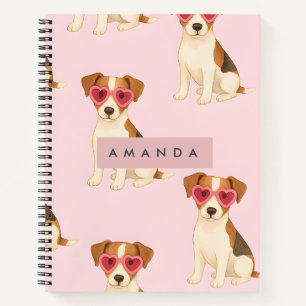 Personalized Cute Dog in Heart Sunglasses Notebook