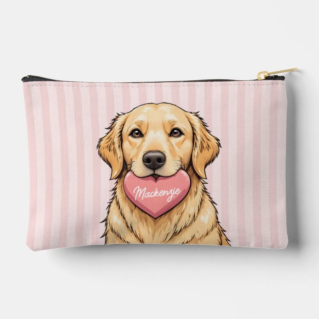 Personalized Cute Dog with Heart Valentine's Day Accessory Pouch (Back)