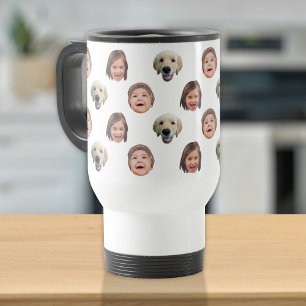 Personalized Cute Face 3 Photos Travel Mug