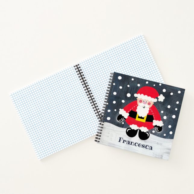 Personalized Cute Father Christmas Santa Claus Notebook (Inside)
