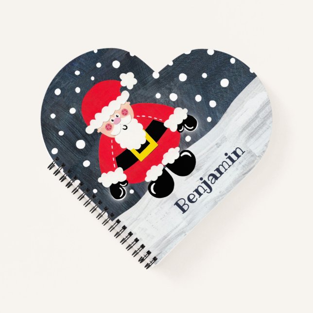 Personalized Cute Father Christmas Santa Claus Notebook (Front)