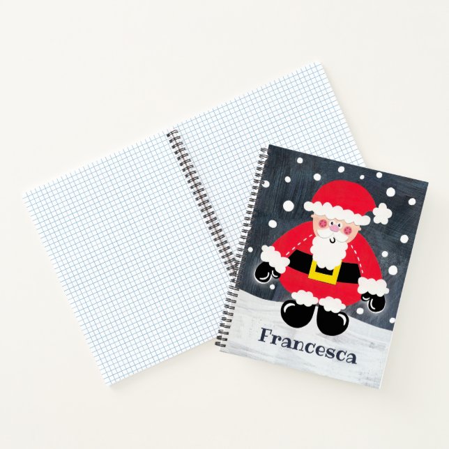 Personalized Cute Father Christmas Santa Claus Notebook (Inside)