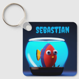 PERSONALIZED CUTE FISH AQUARIUM KEYCHAIN