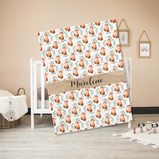Personalized Cute Fox baby blanket keepsake (Creator Uploaded)