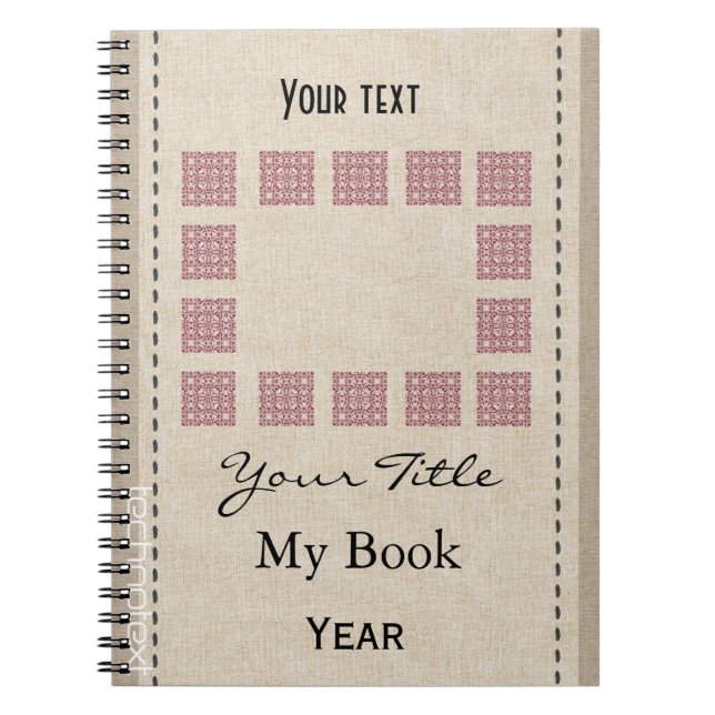 Personalized Cute Framed Linen Look Notebook (Front)