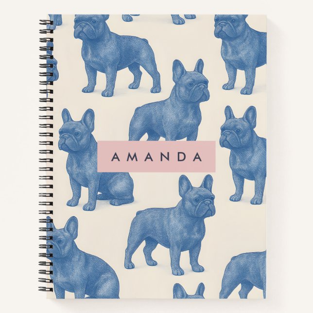 Personalized Cute French Bulldog Notebook (Front)