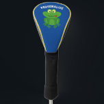 Personalized cute frog logo custom name golf head cover<br><div class="desc">Personalized cute frog logo custom name Golf Head Cover. Unique gift for golfers. Funny animal design with big eyes. Bold typography template for name or monogram letters. Sporty Birthday gift idea for kids and adults. Trendy golfing accessories for men, women and children who love playing golf. Protect your golf clubs...</div>