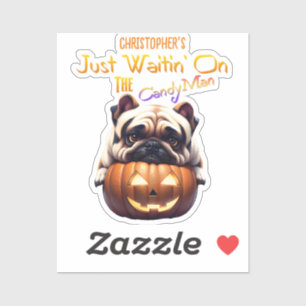 Personalized Cute Funny Halloween Pug Puppy Candy