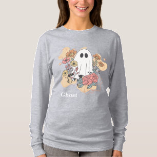 Personalized Cute Ghost cartoon in floral garden T-Shirt