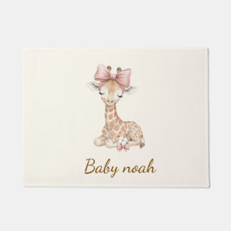 Personalized Cute Giraffe Small Area Rug - Custom