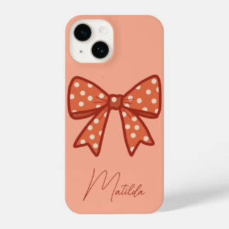 Personalized Cute girly gingham bow ribbon  iPhone 14 Case