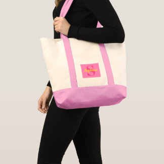 Personalized Cute Girly Monogram Pink Tote Bag