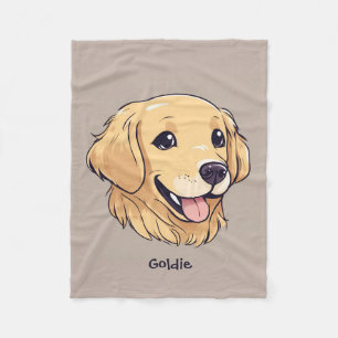 Personalized Cute Golden Retriever Fleece Blanket