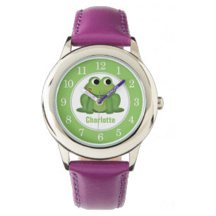 Personalized Cute Green Frog Kids Watch
