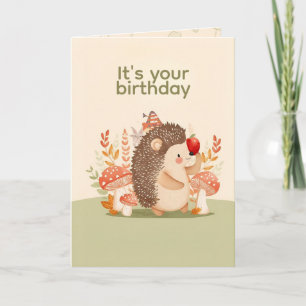 Personalized Cute Hedgehog Birthday Card