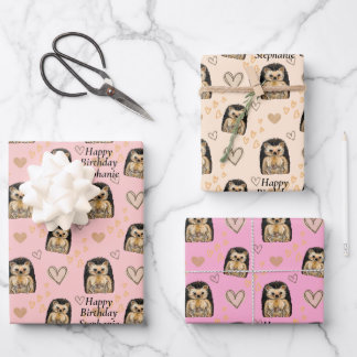 Personalized Cute Hedgehog Gift Wrapping Paper